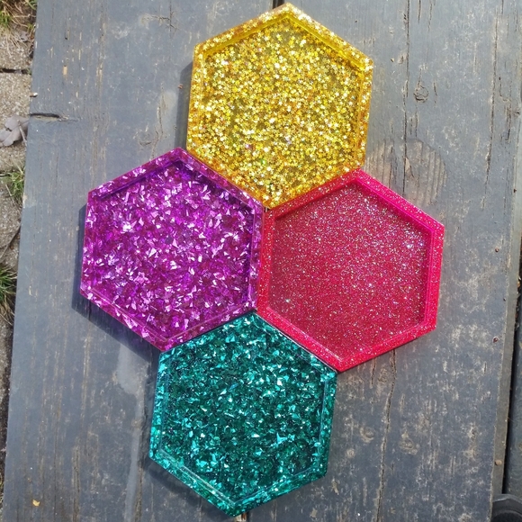 Coaster Set Handmade Sparkles - Picture 3 of 8